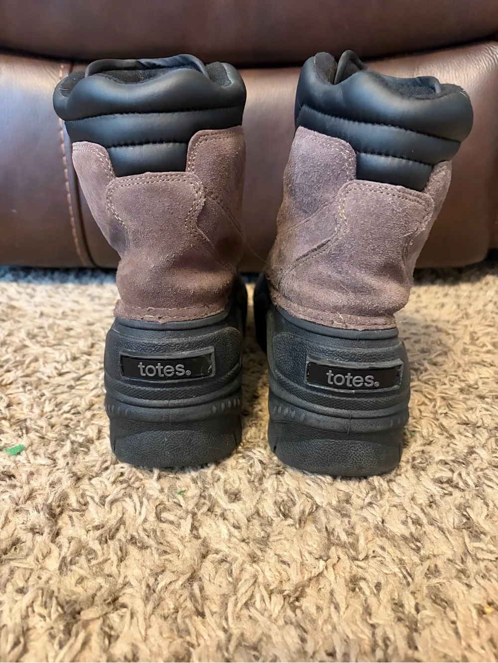 Tote’s Men’s Waterproof Brown Suede Winter Boots with Front Zipper